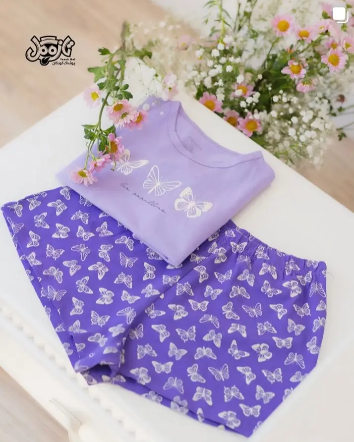 ست تیشرت کراپ و شلوارک پروانه